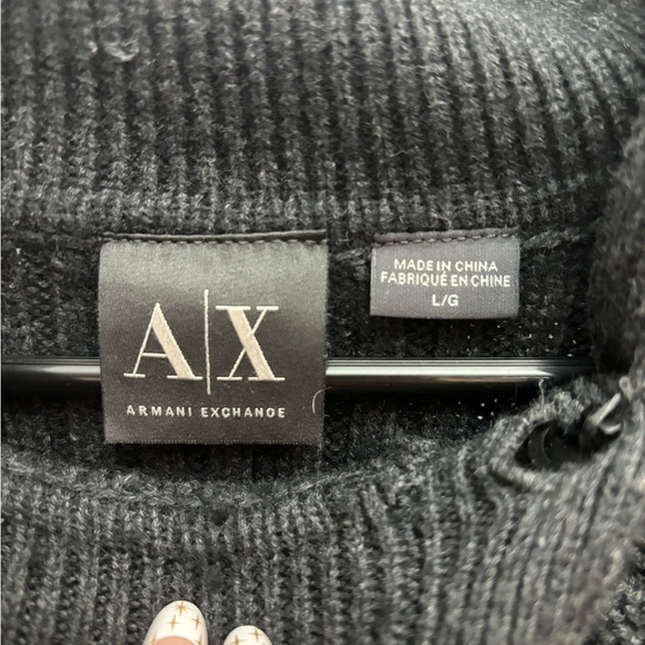 A/X Armani Exchange Men's Large Dark Gray Cable-Knit Button Sweater Cotton Wool - Picture 3 of 5